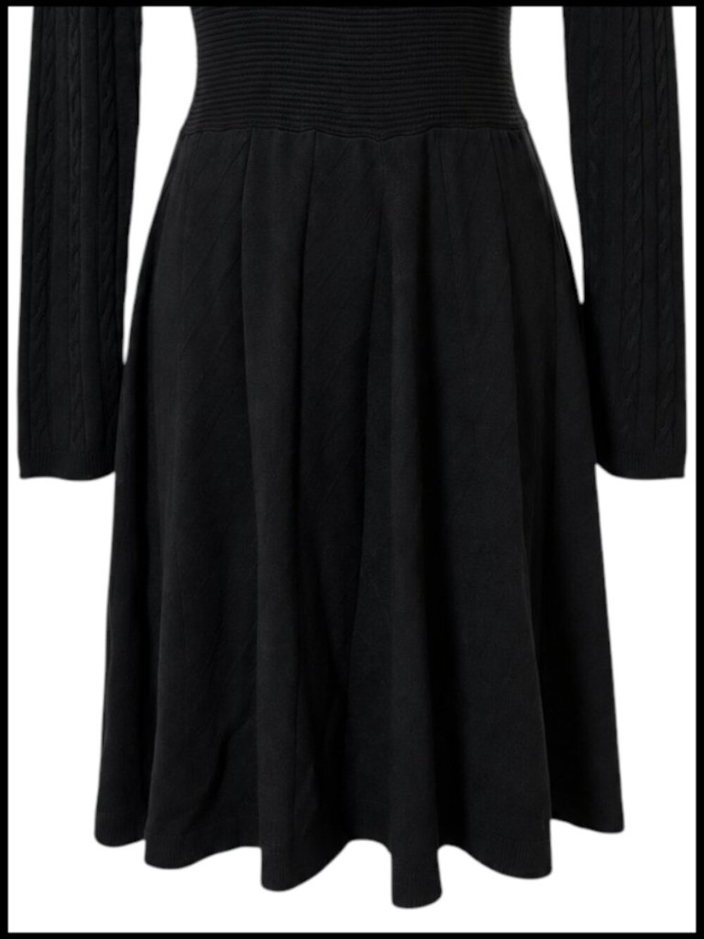 Jessica Simpson Black Sweater Dress Cable Knit Fit & Flare S - Picture 4 of 8